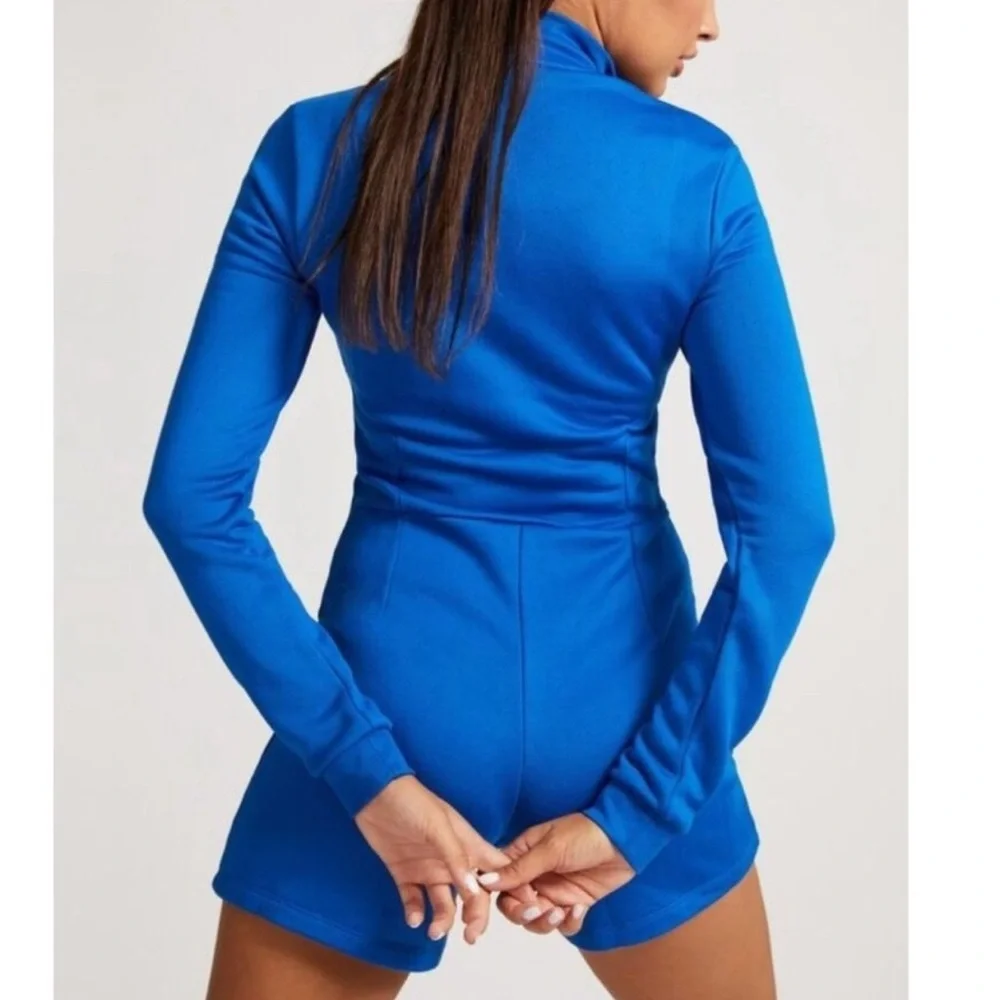 Guess Blue Sporty Logo Long Sleeve Shorts Jumpsuit / Romper Size XL